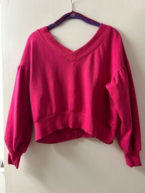 Wild Fable Cropped V-Neck Pullover Sweatshirt - Pink